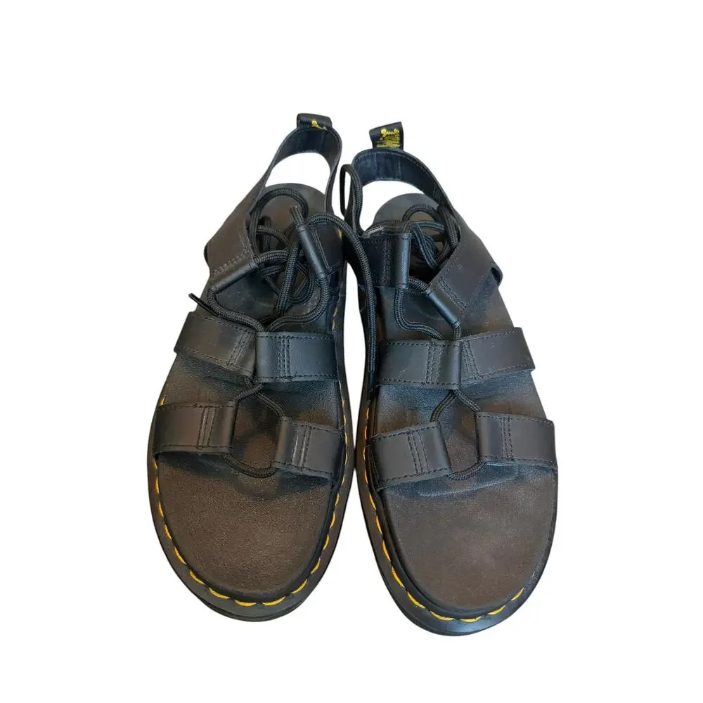 Dr. Martens Nartilla Gladiator Sandals Black Platform Lace-Up Women’s US 8 EU 39